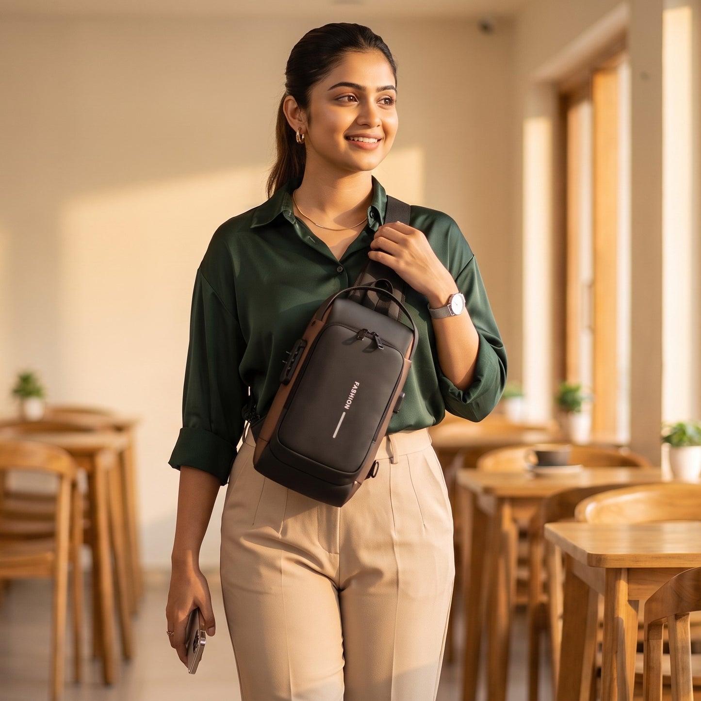 Anti-Theft Sling Bag for Men | Waterproof Crossbody Chest Bag with USB Charging Port & Multiple Storage Compartments