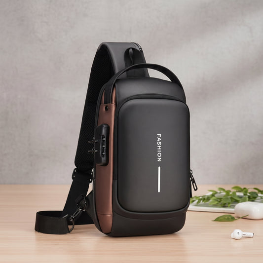 Anti-Theft Sling Bag for Men | Waterproof Crossbody Chest Bag with USB Charging Port & Multiple Storage Compartments