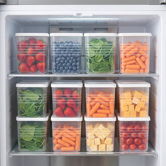 6-Piece Fridge Storage Containers with Airtight Lids | 800ml Stackable Food Organizer Set for Kitchen