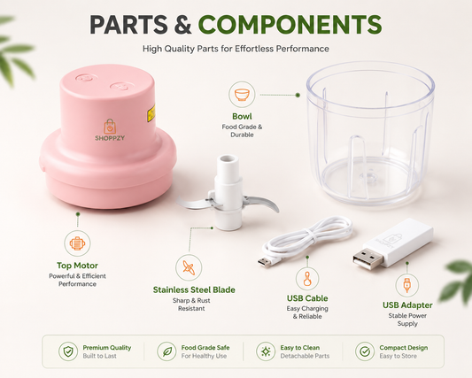 USB Rechargeable Electric Garlic Chopper 250ml | Mini Food Processor for Garlic, Onion, Ginger, Chili, Vegetables & Baby Food