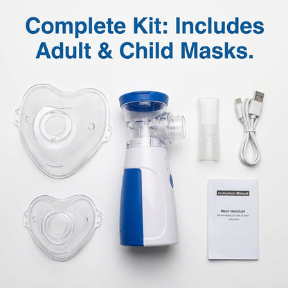 Portable Mesh Nebulizer Machine for Kids & Adults | Rechargeable Silent Handheld Inhaler