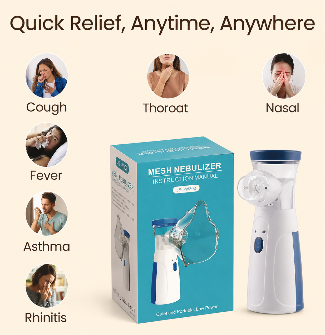 Portable Mesh Nebulizer Machine for Kids & Adults | Rechargeable Silent Handheld Inhaler