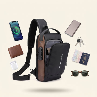 Anti-Theft Sling Bag for Men | Waterproof Crossbody Chest Bag with USB Charging Port & Multiple Storage Compartments