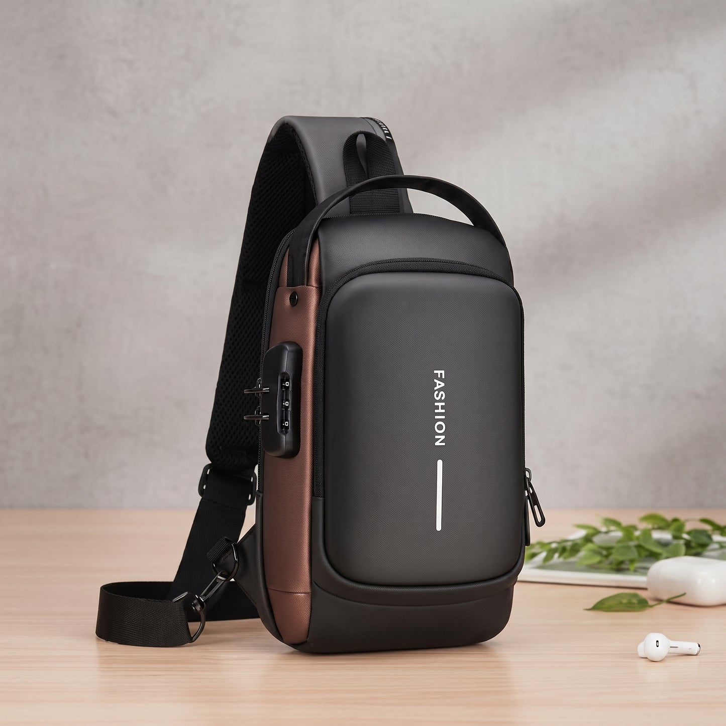Anti-Theft Sling Bag for Men | Waterproof Crossbody Chest Bag with USB Charging Port & Multiple Storage Compartments