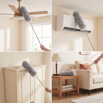 Microfiber Duster with Extendable Pole | Washable Flexible Cleaning Brush for Ceiling Fans, Furniture & Hard-to-Reach Areas