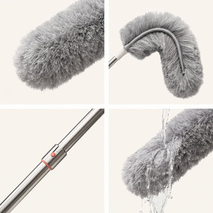 Microfiber Duster with Extendable Pole | Washable Flexible Cleaning Brush for Ceiling Fans, Furniture & Hard-to-Reach Areas