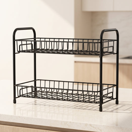 2-Tier Metal Kitchen Countertop Organizer | Multipurpose Storage Rack for Spices, Jars & Pantry Essentials