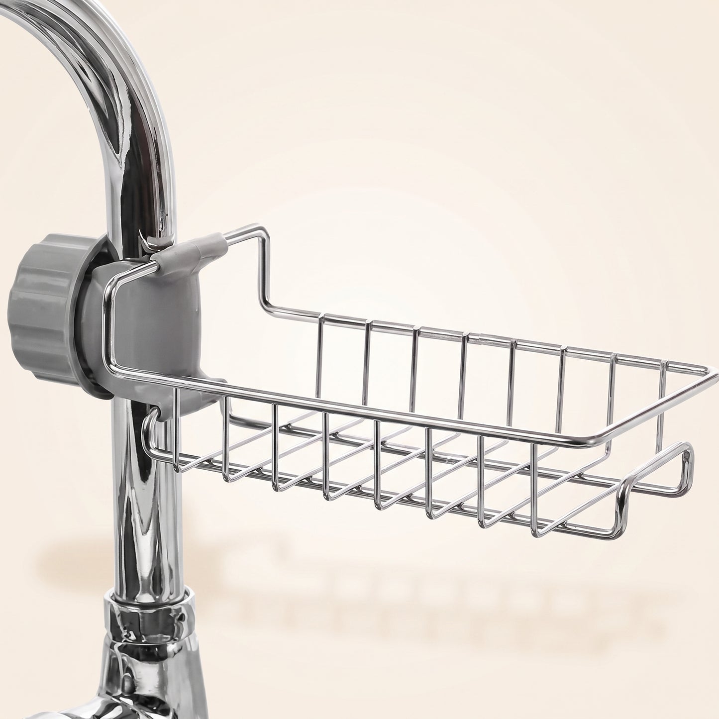 Stainless Steel Sink Faucet Organizer | Adjustable Kitchen Sponge & Soap Holder Rack
