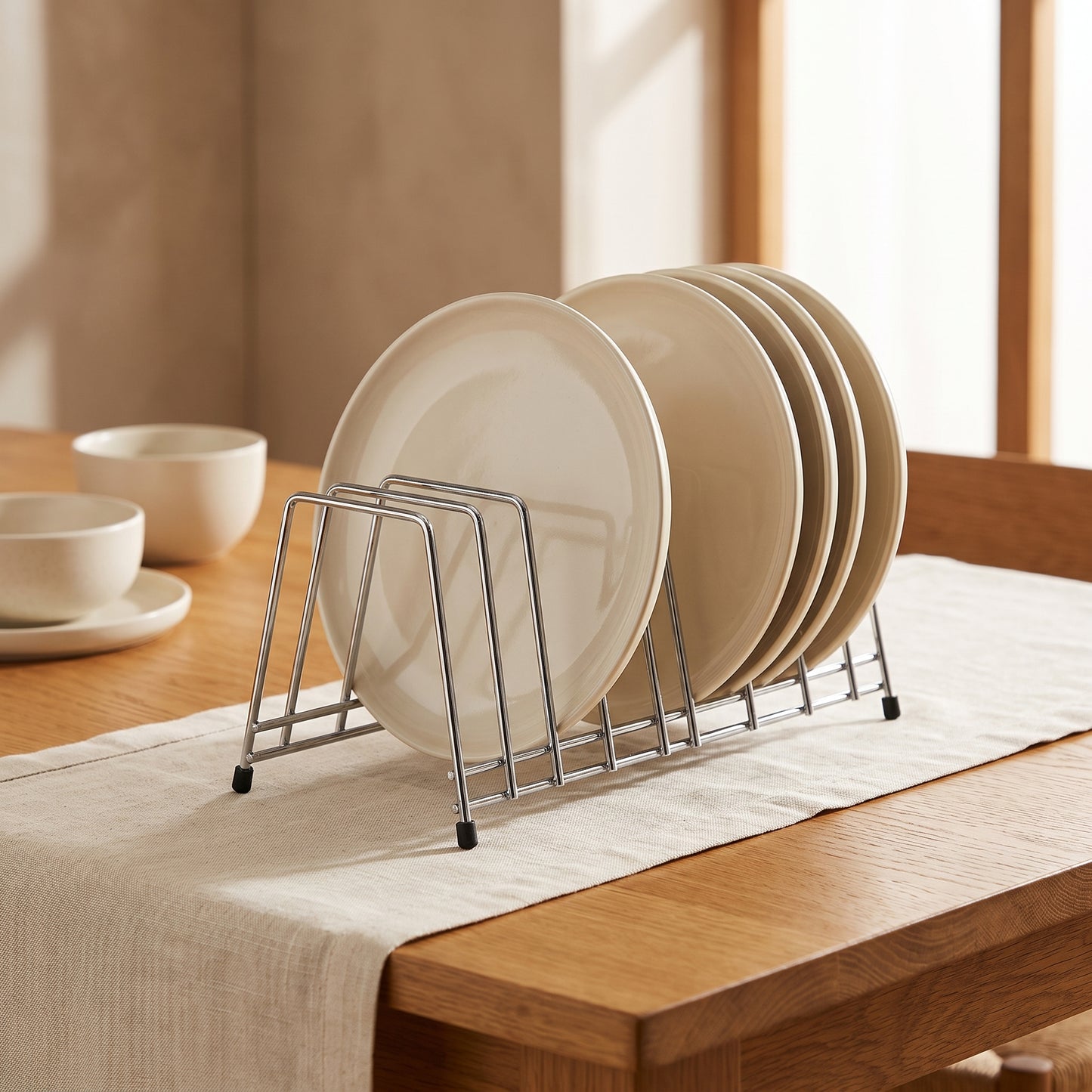 Stainless Steel Plate & Thali Stand | Kitchen Dish Drying & Storage Rack for Plates, Bowls & Lids