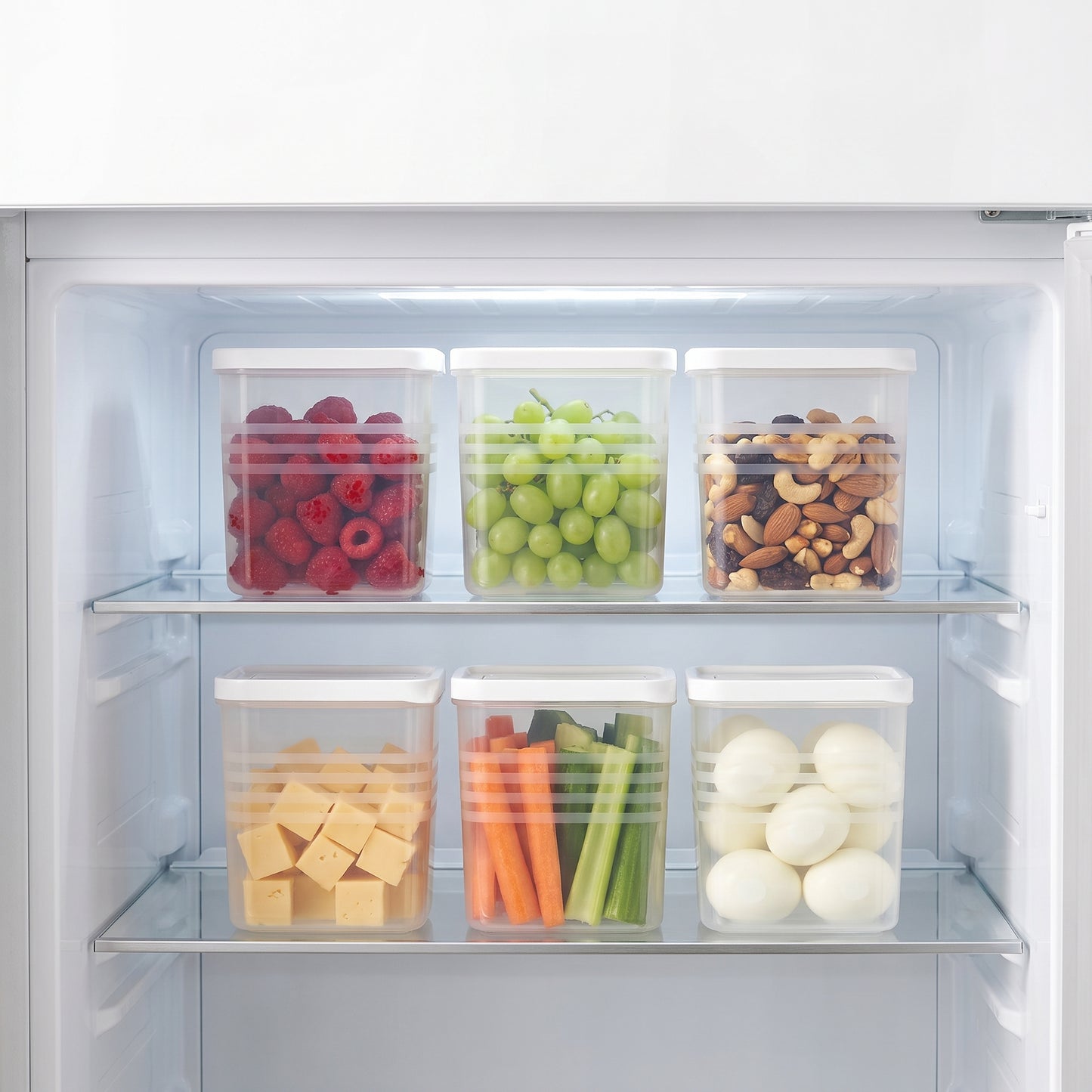 6-Piece Fridge Storage Containers with Airtight Lids | 800ml Stackable Food Organizer Set for Kitchen