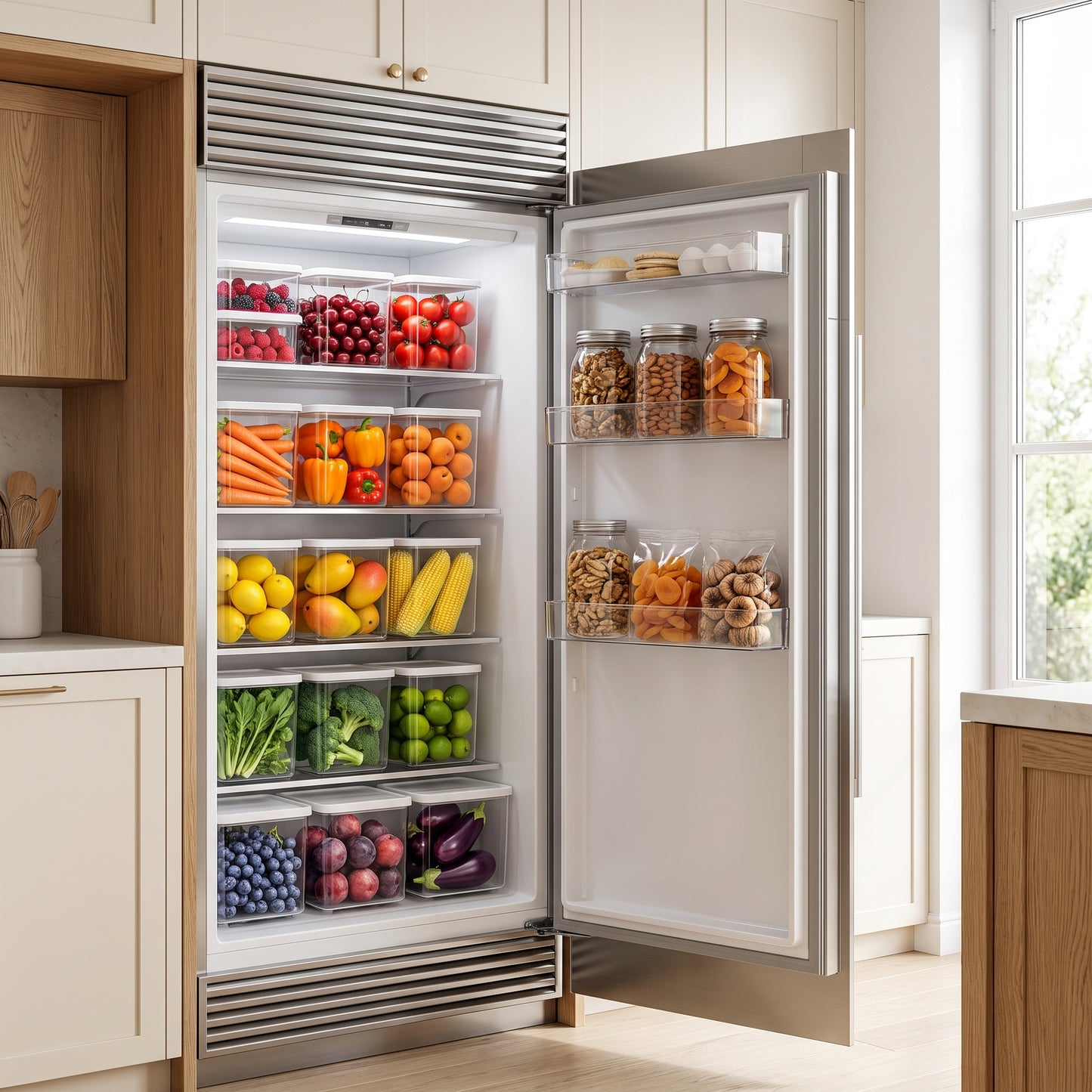 6-Piece Fridge Storage Containers with Airtight Lids | 800ml Stackable Food Organizer Set for Kitchen