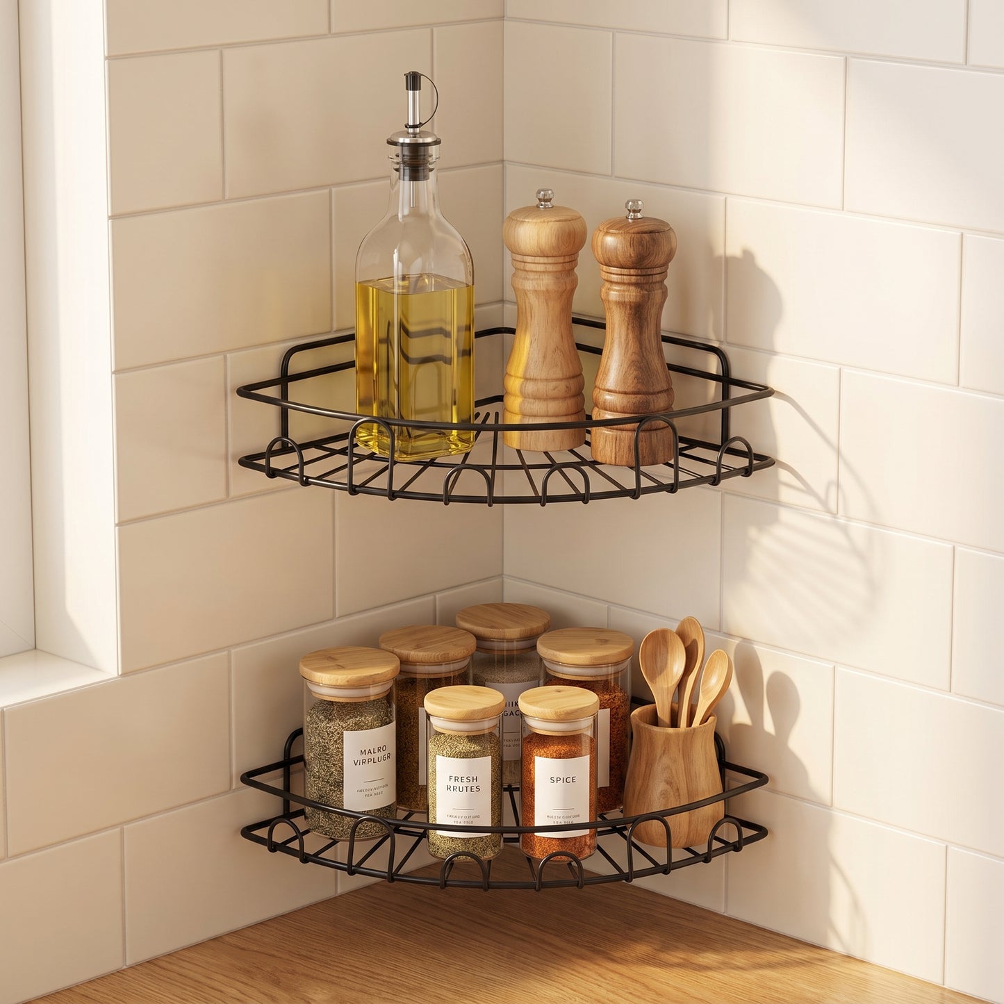 Self-Adhesive Corner Bathroom Shelf | Stainless Steel Wall Organizer Rack (Pack of 2)
