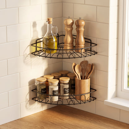 Self-Adhesive Corner Bathroom Shelf | Stainless Steel Wall Organizer Rack (Pack of 2)