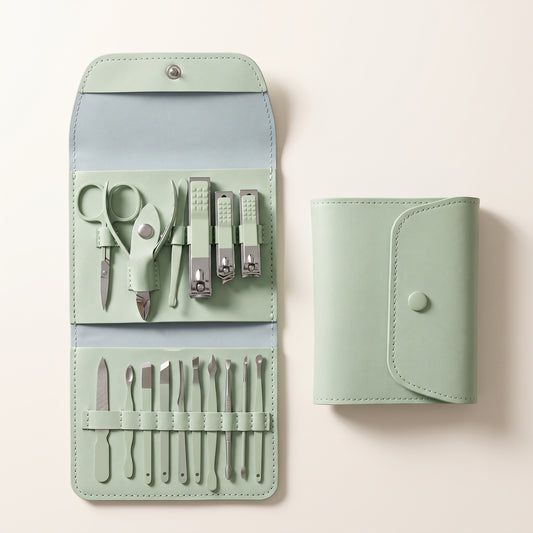 16-Piece Professional Manicure & Pedicure Grooming Kit with Nail Care Tools & Premium Travel Case