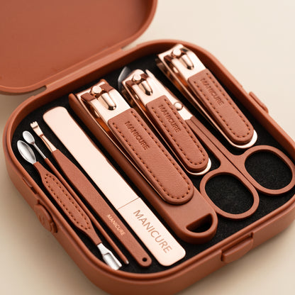 8-Piece Professional Manicure & Pedicure Nail Care Grooming Kit with Stainless Steel Tools & Portable Travel Case