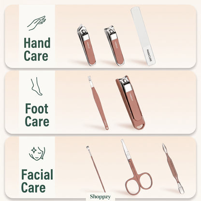 8-Piece Professional Manicure & Pedicure Nail Care Grooming Kit with Stainless Steel Tools & Portable Travel Case