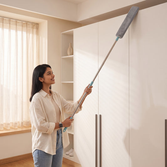 Microfiber Dust Cleaner with Extendable Stainless Steel Handle | Washable Retractable Duster