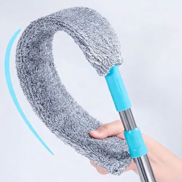Microfiber Dust Cleaner with Extendable Stainless Steel Handle | Washable Retractable Duster