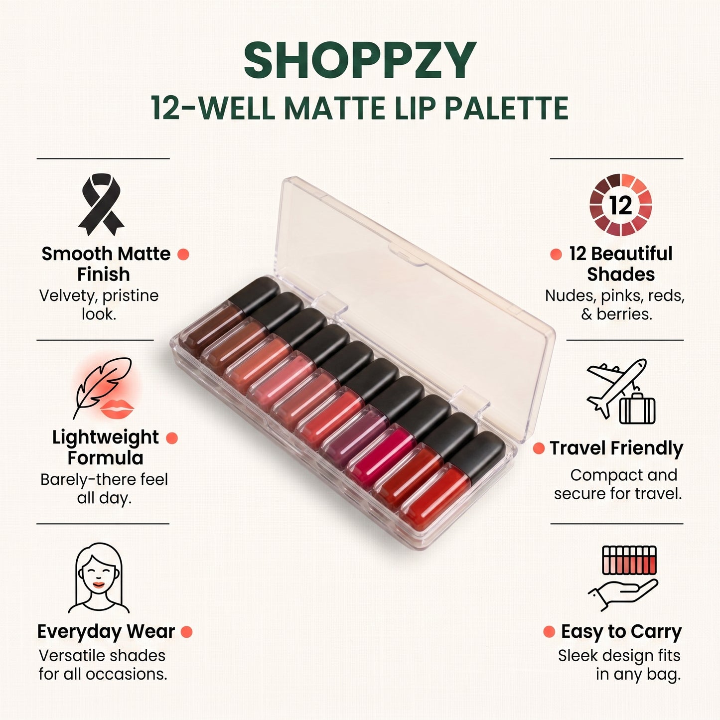 10-Piece Waterproof Matte Liquid Lipstick Set | Long-Lasting, Non-Transfer & Smudge-Proof Lip Colors for Women