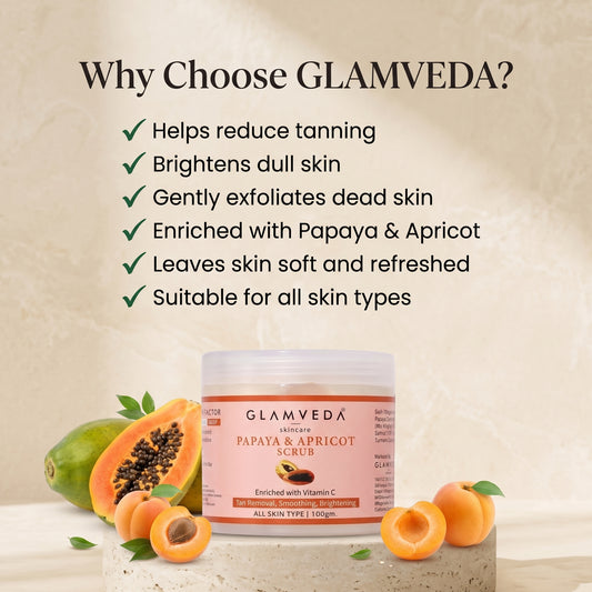 Papaya & Apricot Anti Tan Face & Body Scrub | Vitamin C Brightening Exfoliating Scrub with Aloe Vera & Grapes