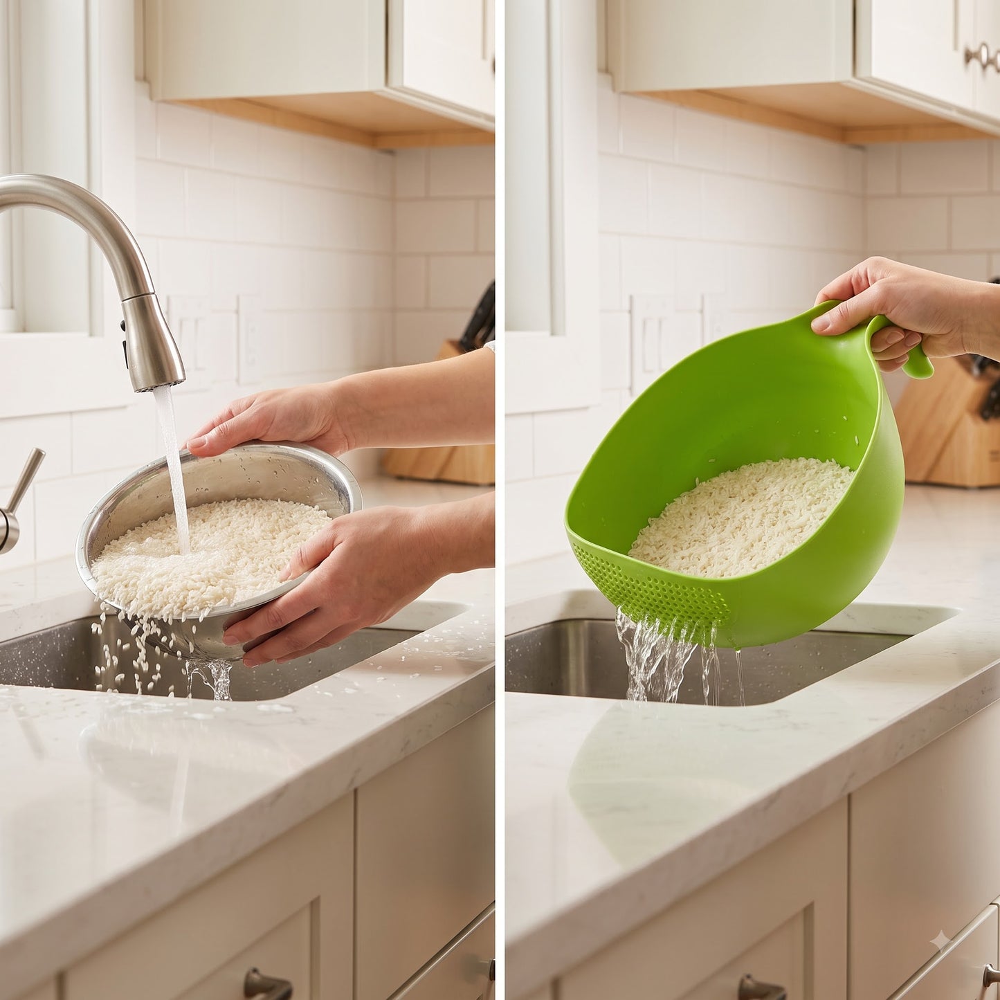 Homebask Food Strainer Colander Bowl with Easy Drain Handle for Rice, Fruits, Vegetables, Pasta Washing & Kitchen Use