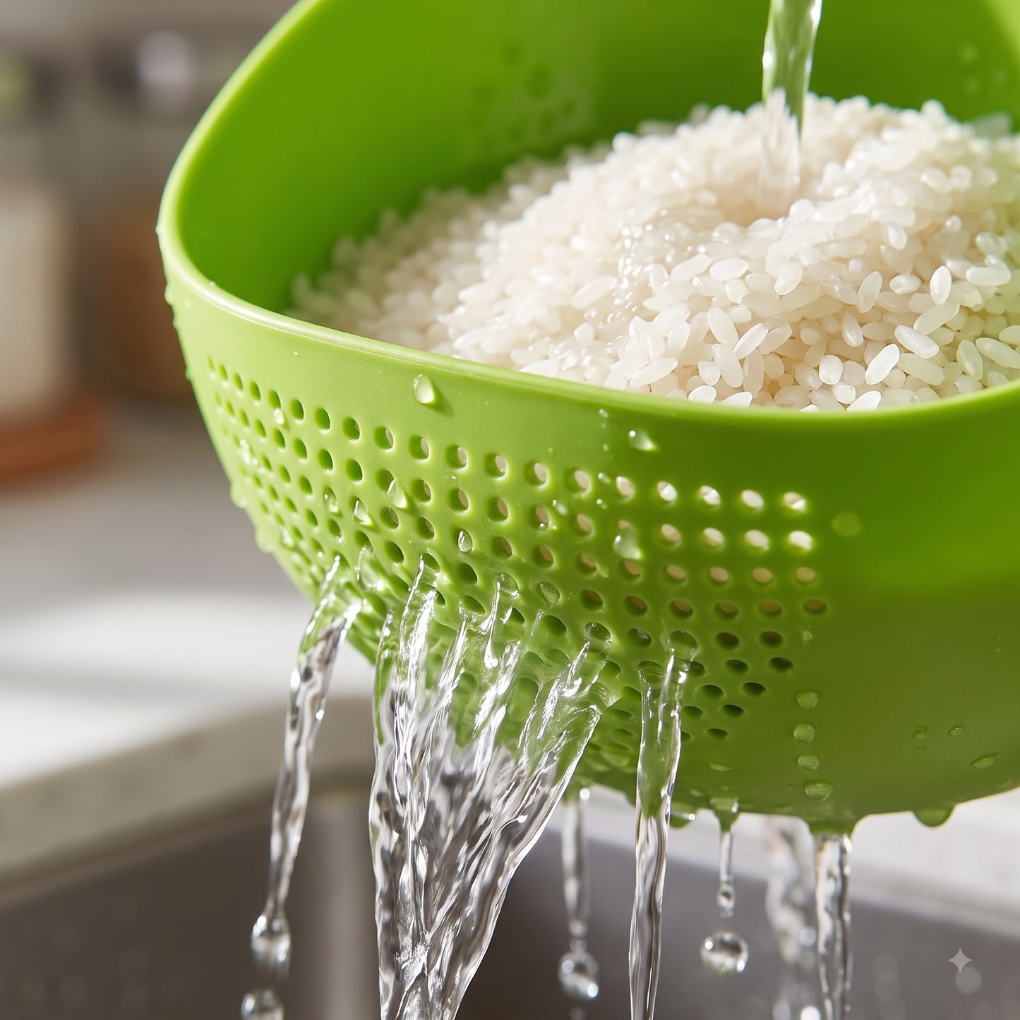 Homebask Food Strainer Colander Bowl with Easy Drain Handle for Rice, Fruits, Vegetables, Pasta Washing & Kitchen Use