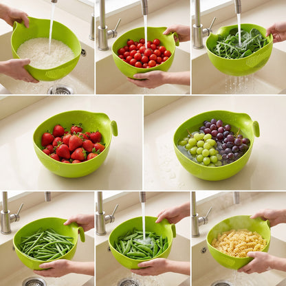 Homebask Food Strainer Colander Bowl with Easy Drain Handle for Rice, Fruits, Vegetables, Pasta Washing & Kitchen Use