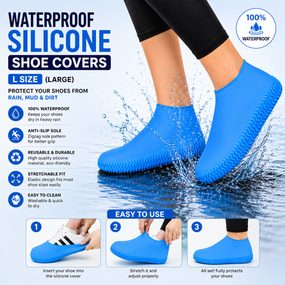 Premium Waterproof Silicone Rain Shoe Covers Reusable Anti-Slip Shoe Protector for Rain, Mud, Snow & Outdoor Travel (1 Pair)