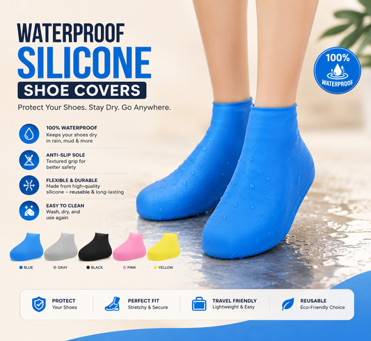 Premium Waterproof Silicone Rain Shoe Covers Reusable Anti-Slip Shoe Protector for Rain, Mud, Snow & Outdoor Travel (1 Pair)