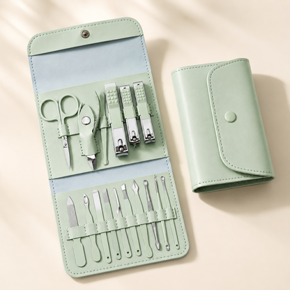 16-Piece Professional Manicure & Pedicure Grooming Kit with Nail Care Tools & Premium Travel Case