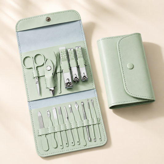 16-Piece Professional Manicure & Pedicure Grooming Kit with Nail Care Tools & Premium Travel Case