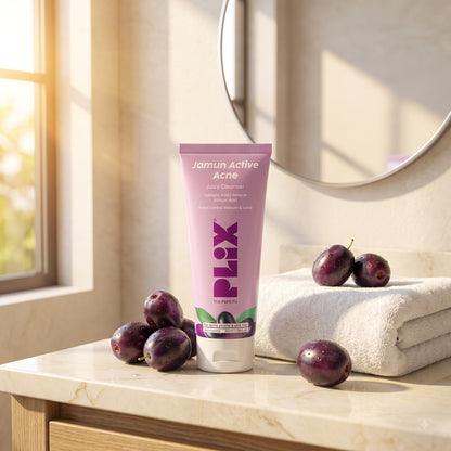Plix Jamun Active Acne Face Cleanser | Salicylic Acid Face Wash with Betaine, Azelaic Acid & Jamun Extract for Acne-Prone, Oily & Combination Skin | Deep Cleansing Daily Face Wash