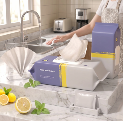 Premium Multi-Surface Kitchen Wipes – Heavy-Duty Grease & Stain Remover (80 Pcs)