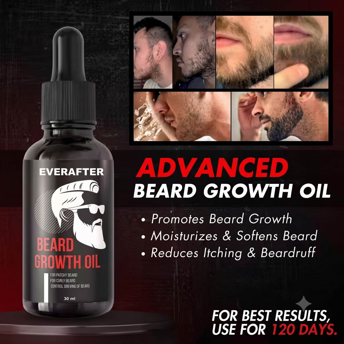 Grow Your Confidence with Premium Beard Growth Oil Solution | Natural Beard & Mustache Growth Serum (30 ml)