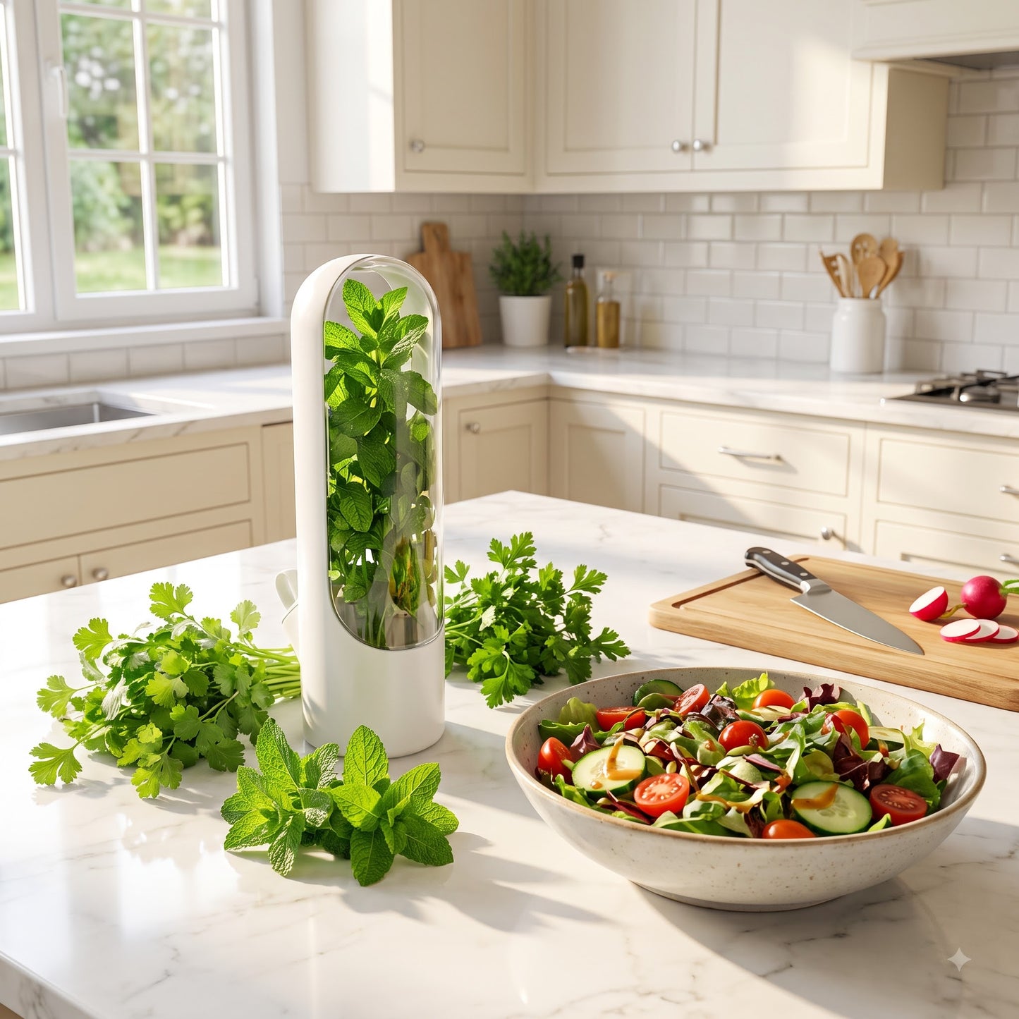 Herb Keeper Storage Container for Refrigerator | Fresh Herb Saver with Water Reservoir for Cilantro, Mint, Parsley, Coriander, Asparagus & Leafy Greens | Vegetable Freshness Preservation Box