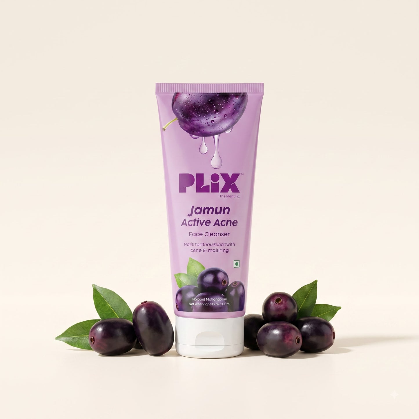 Plix Jamun Active Acne Face Cleanser | Salicylic Acid Face Wash with Betaine, Azelaic Acid & Jamun Extract for Acne-Prone, Oily & Combination Skin | Deep Cleansing Daily Face Wash
