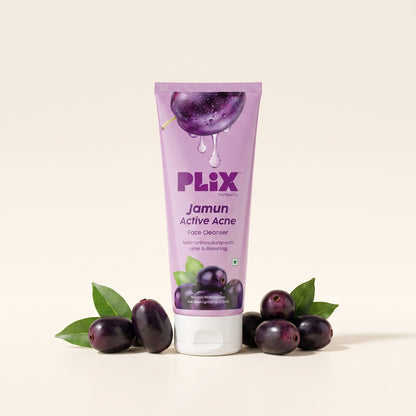 Plix Jamun Active Acne Face Cleanser | Salicylic Acid Face Wash with Betaine, Azelaic Acid & Jamun Extract for Acne-Prone, Oily & Combination Skin | Deep Cleansing Daily Face Wash