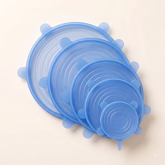 6-Piece Reusable Silicone Stretch Lids Set | Universal Food Storage Covers for Bowls, Cups, Pots & Containers | BPA-Free Leakproof Kitchen Freshness Seals